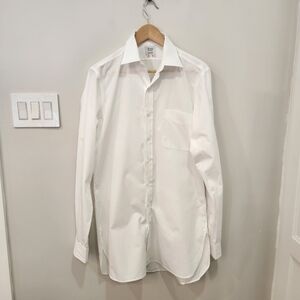 Budd Shirtmakers Shirt Men Medium White Long Sleeve Button Up Piccadilly Bespoke